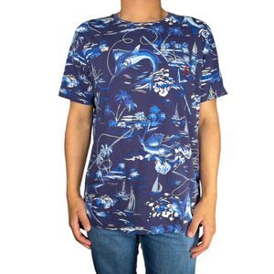 Polo Ralph Lauren Marlin Fishing Boat All Over Print Tee Men’s XL Blue Cotton